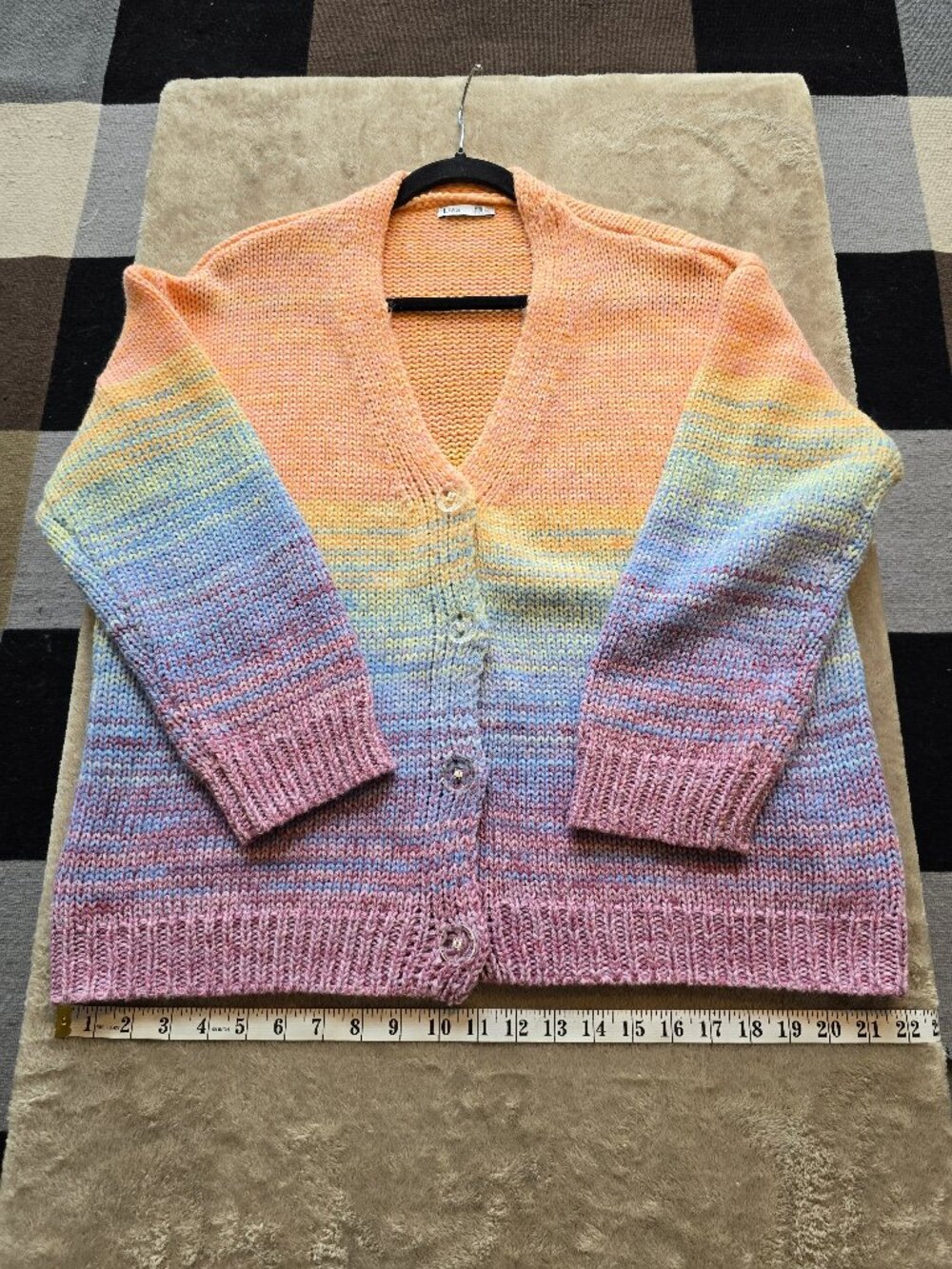 Dex medium Cozy Knit Rainbow Cardigan Sweater - Picture 5 of 8